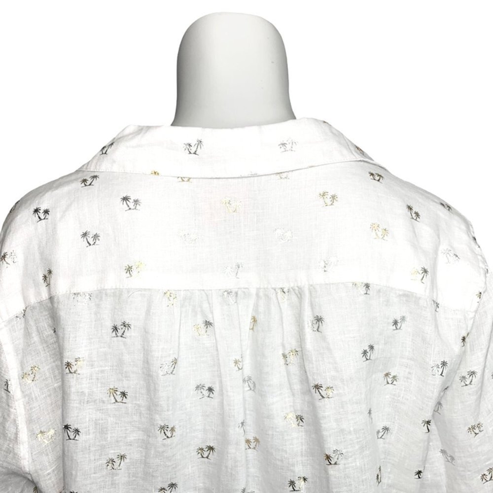 FOR CYNTHIA Linen Tunic With Metallic Palm Trees - Picture 3 of 5